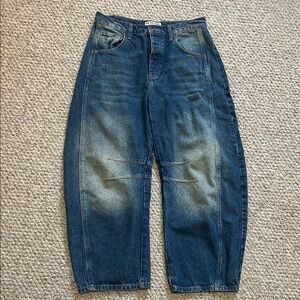 Free People barrel jeans-dark distressed denim-size 27